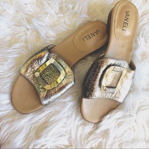 ✨5/$15 { VANELI } NWOT Leather Silver & Gold Sandals
